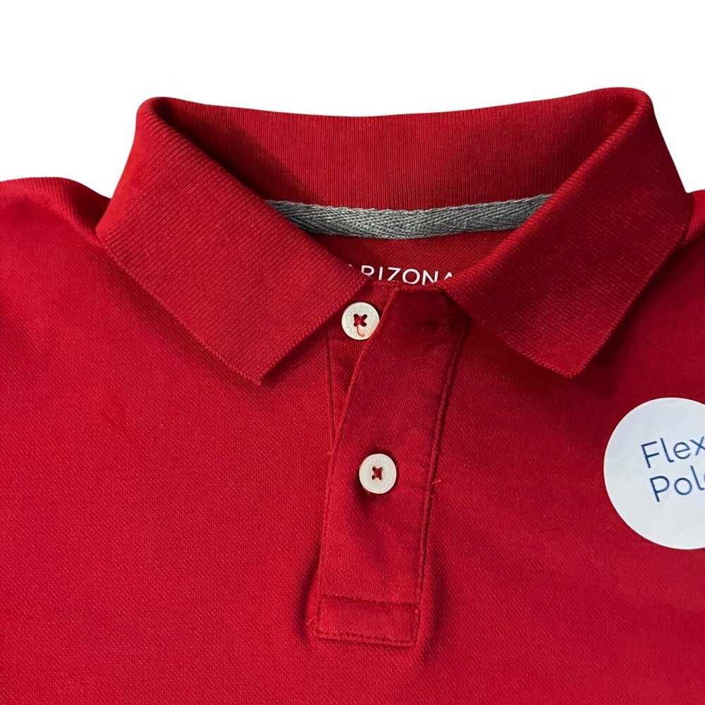 Arizona Boys L 14/16 Red Flex Polo Shirt New No Tags - Picture 5 of 10